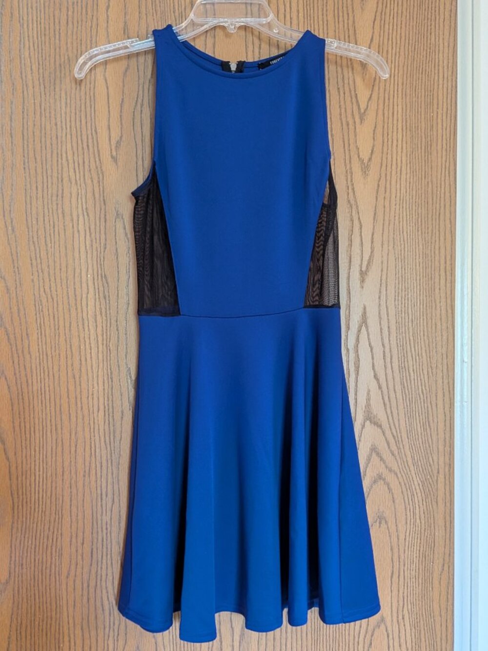 Forever 21 Royal Blue Mesh Side Skater Dress